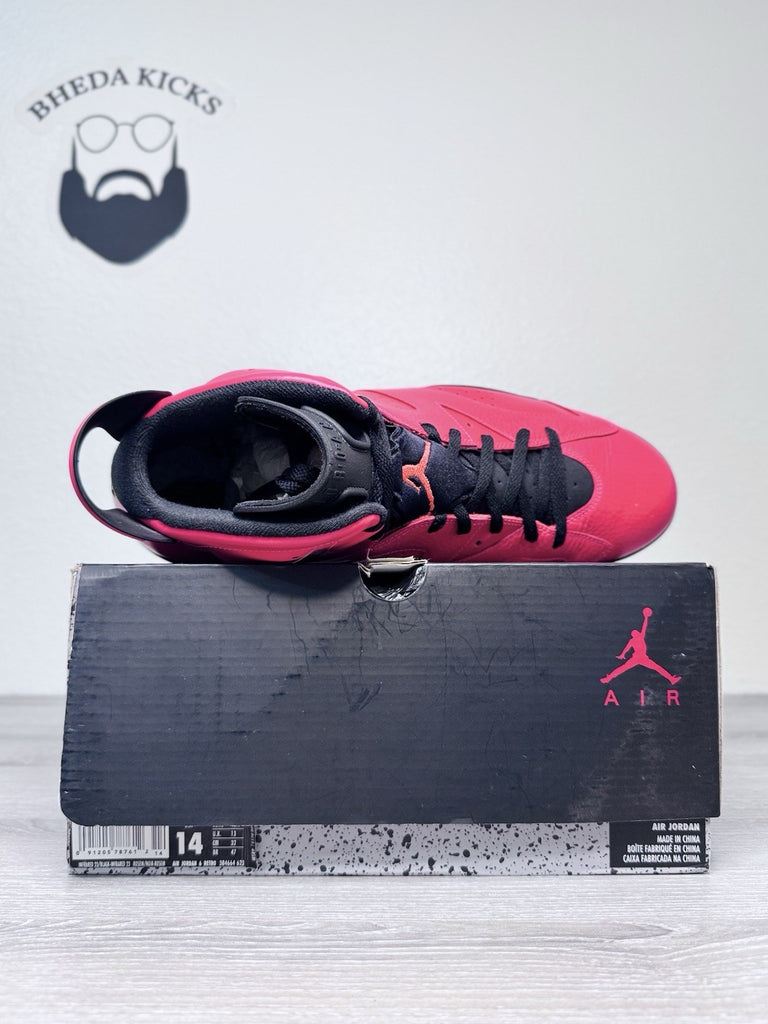 Size 14 - Air Jordan 6 Retro Infrared 23 Pink Black Leather Suede (384664-623)