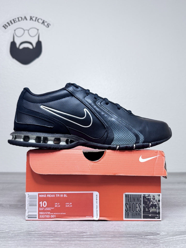 Size 10 - Nike Men’s Reax TR 3 333765-001 Black Running Shoes Lace Up Low Top