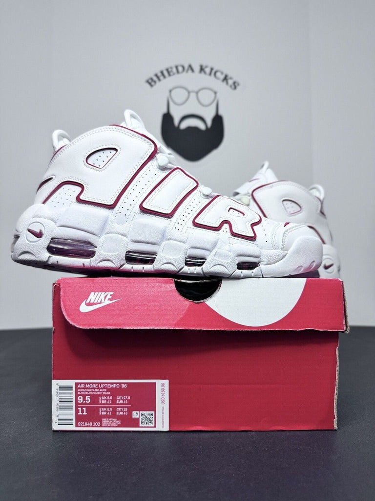 NEW Nike Air More Uptempo '96 White Varsity Red Sneakers 921948-102 Size 9.5