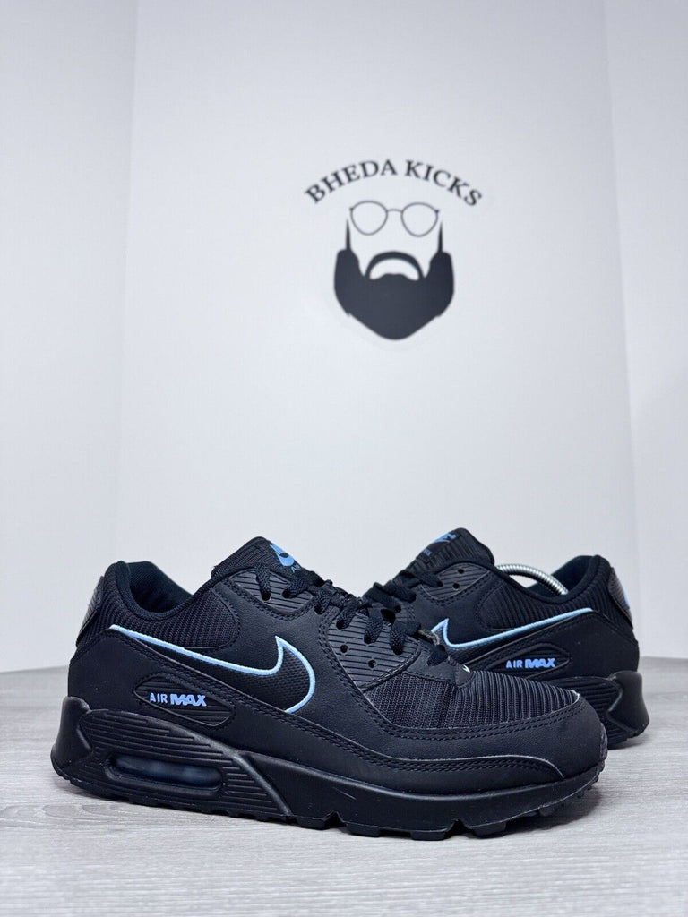 Size 11 - Nike Air Max 90 Black University Blue FJ4218-001 Preowned Authentic