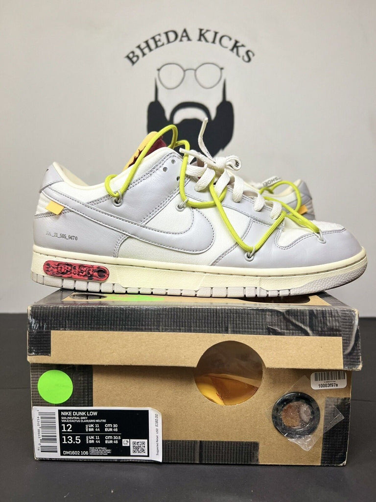 Nike Off-White x Dunk Low Lot 08 of 50 Size 12 DM1602-106 Og Preowned Rare