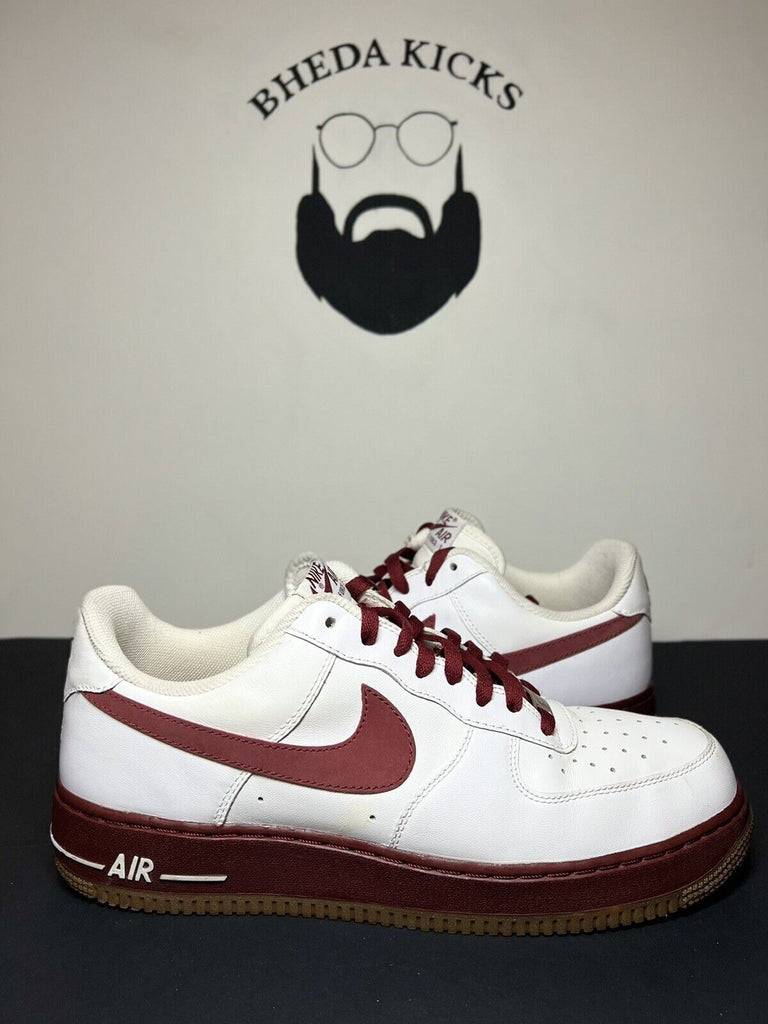 Nike Air Force 1 Mens Sz 12 White Red / Burgundy 315122-167 2009 Rare Og Clean