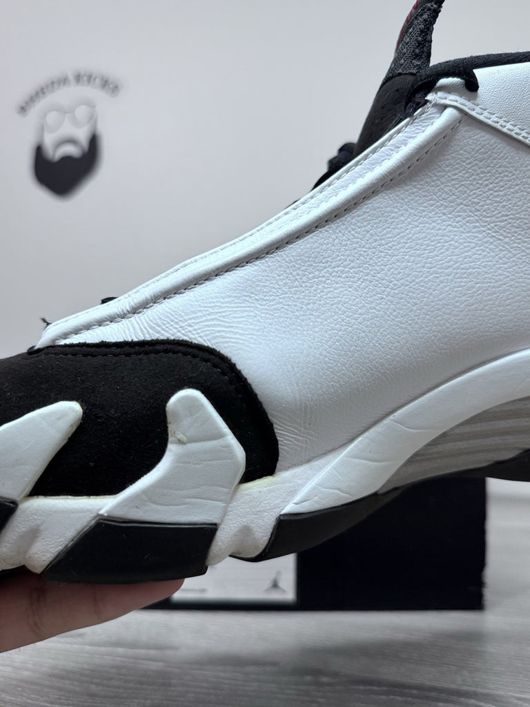 Size 13 - Air Jordan Black Toe 2014 Retro White Sneakers 487471-102 Preowned