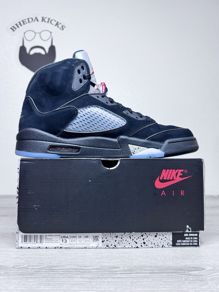 Size 13 - Air Jordan 5 Black Metallic Reimagined Sneakers HF3975-001 Preowned