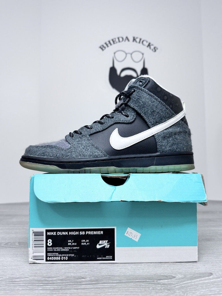 Size 8 - Nike SB Dunk High Petoskey Premier Charcoal Graphite 645986-010 2014