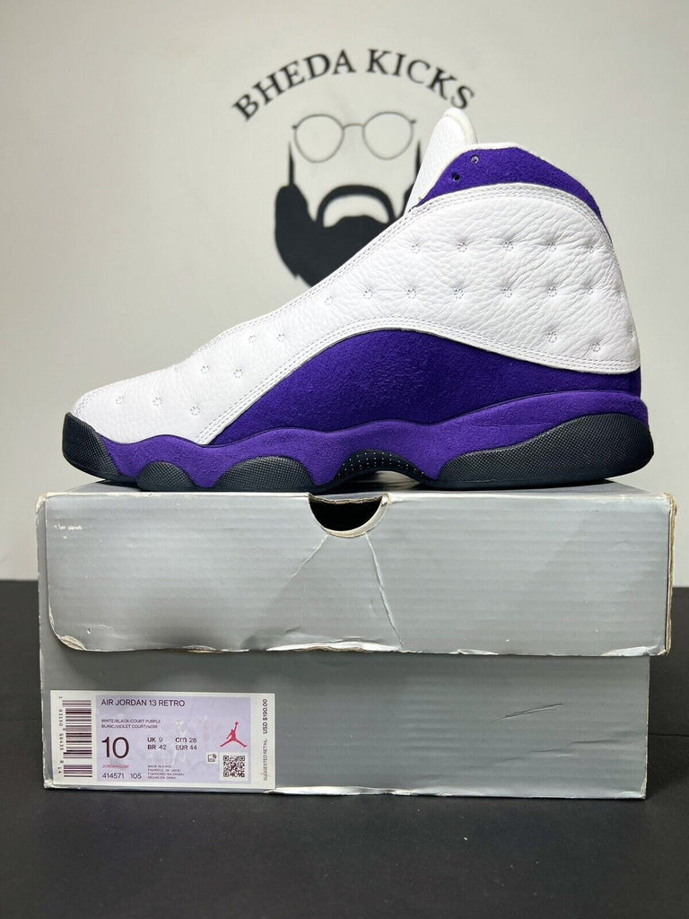 Nike Air Jordan 13 XIII Retro Lakers White Black Court Purple 414571-105 Mens 10