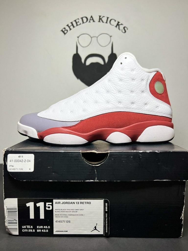 Nike Air Jordan 13 Grey Toe 2014 size 11.5 OG 414571–126 XIII White Red Preowned