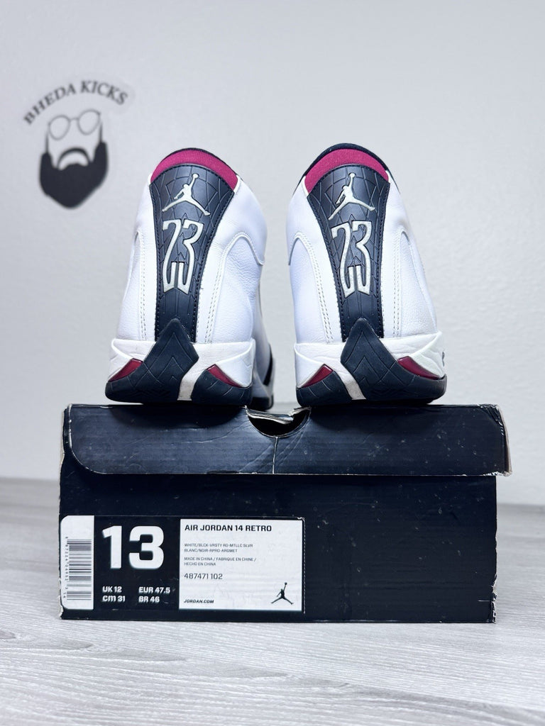 Size 13 - Air Jordan Black Toe 2014 Retro White Sneakers 487471-102 Preowned
