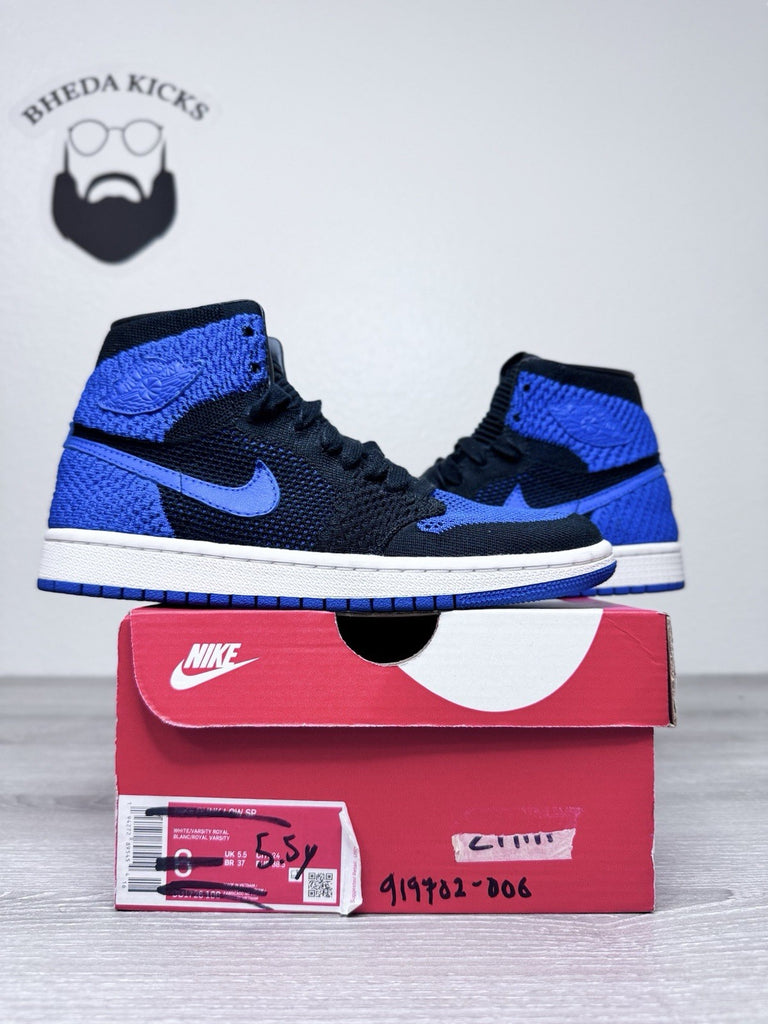 Size 5.5y - Nike Air Jordan 1 Retro High Flyknit Royal Blue GS 919702-006 2017