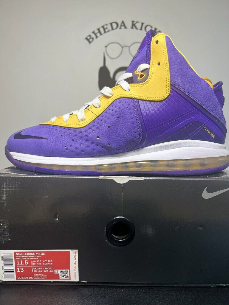 Nike LeBron VIII 8 Lakers QS Court Purple Yellow DC8380-500 Men’s Size 11.5 Og