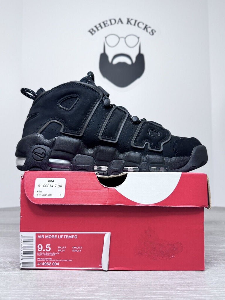 Size 9.5 - Nike Air More Uptempo Reflective Black Men's Shoes 414962-004