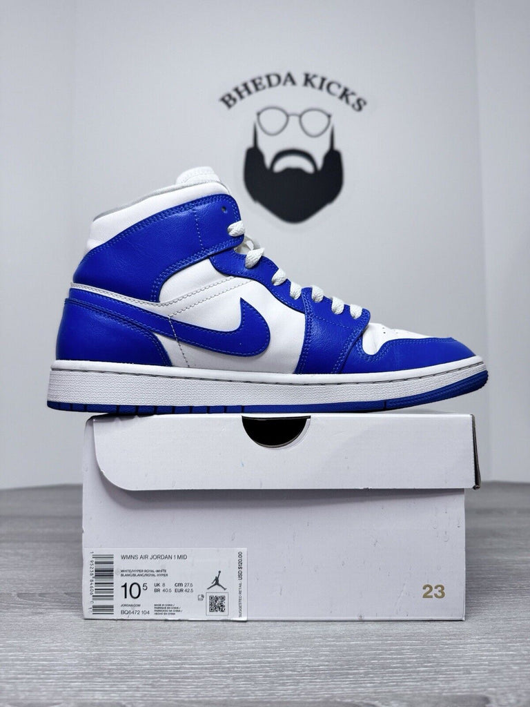 Size 10.5W (9 Men’s) - Nike Air Jordan 1 Mid Kentucky Blue BQ6472-104 Preowned