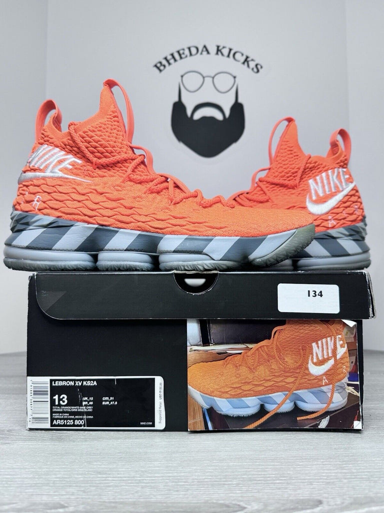 Size 13 - Nike LeBron 15 ‘Orange Box’ 2018 Mens AR5125-800 Preowned Authentic