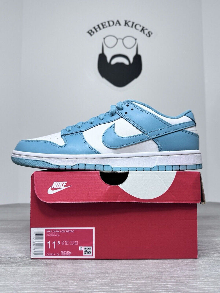 Size 11.5 - Nike Dunk Low Denim Turquoise DV0833-106 Authentic NEW DS