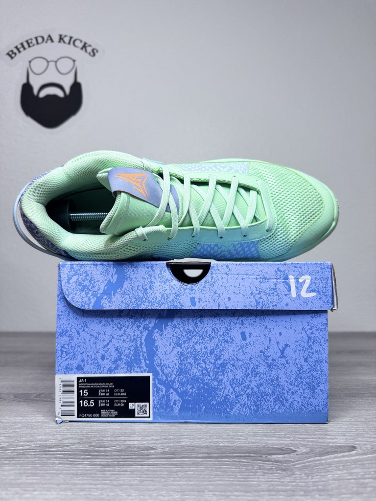 Size 15 - Nike Ja 1 Mismatched Bright Mandarin Orange Green FQ4796-800 Preowned