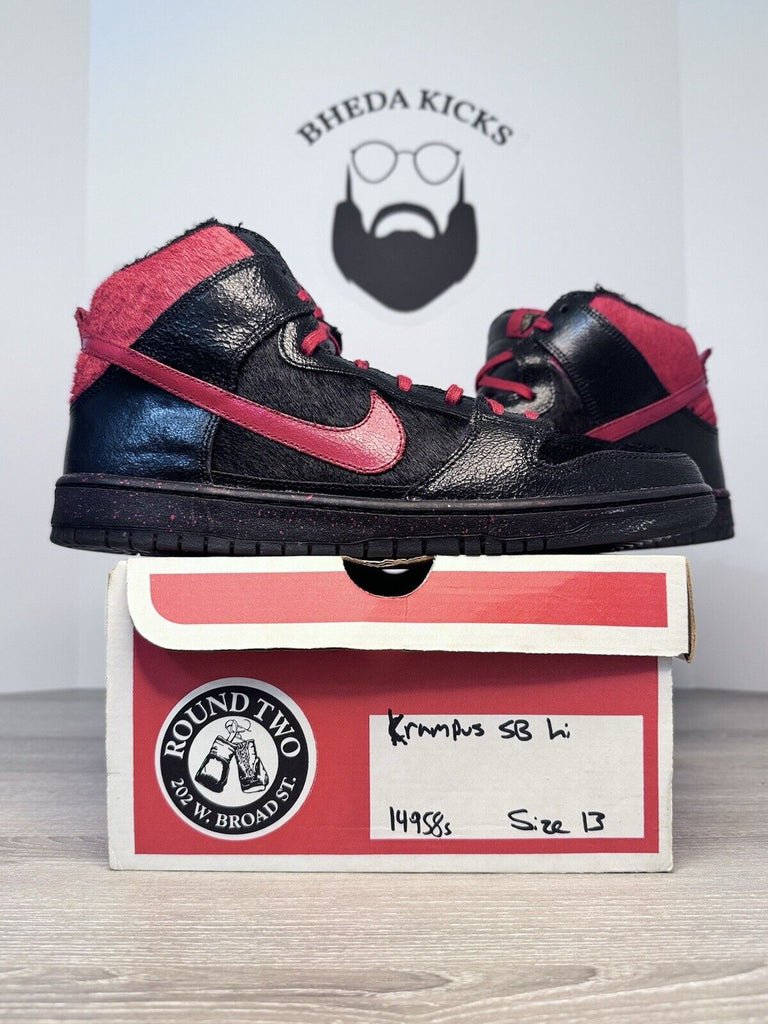 Size 13 - Nike SB Dunk Pro High Krampus Og Clean Vintage Black Red 554673-006