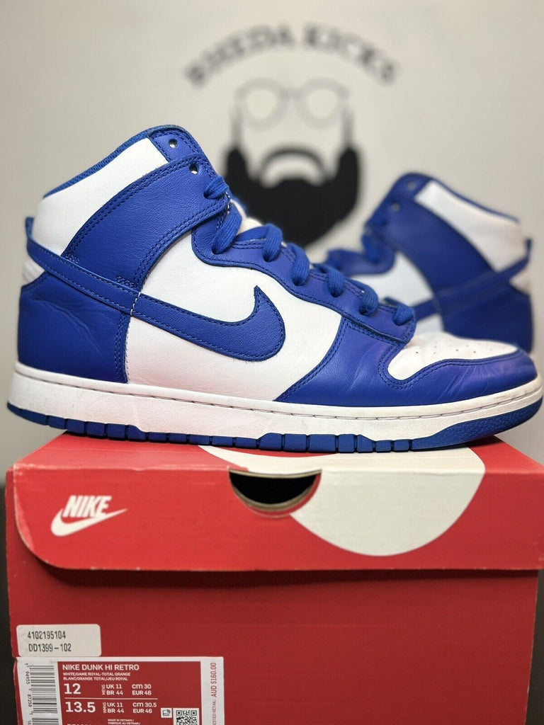 Nike Dunk Hi Retro Game Royal Men’s DD1399-102 Preowned Mens Sneakers Size 12