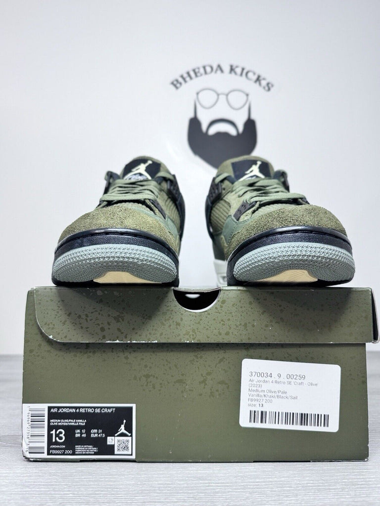 Size 13 - Nike Air Jordan 4 SE Retro Low Craft Olive Mens Green Black FB9927-200