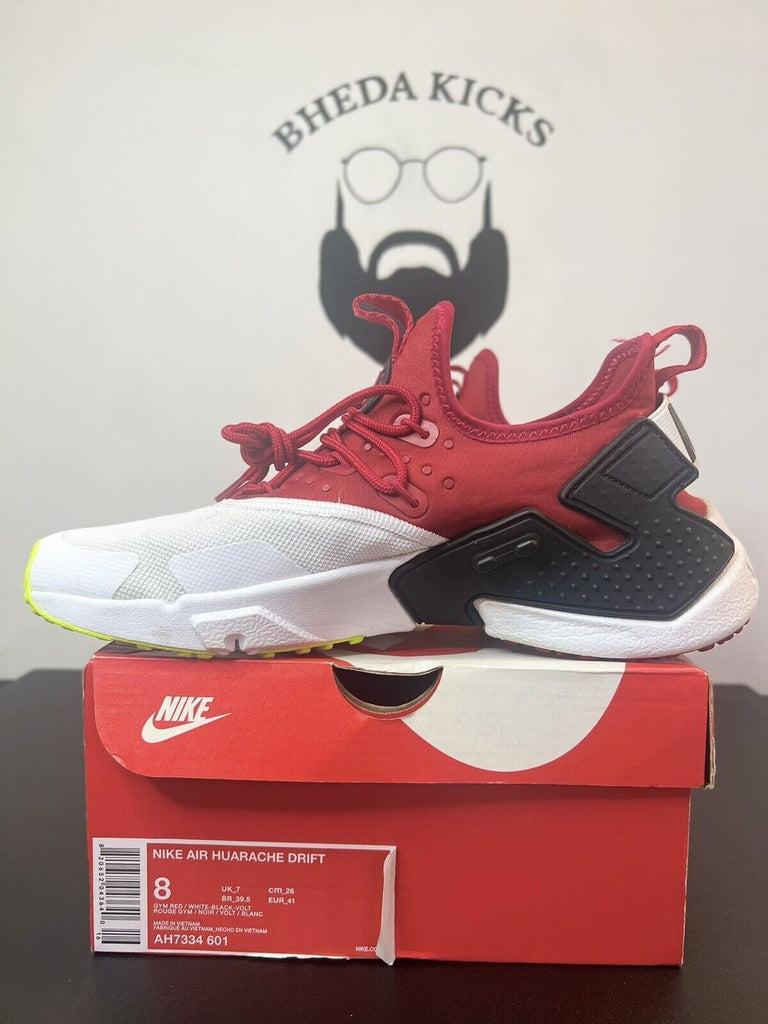 NIKE Air Men’s Huarache Drift Gym Red White Black AH7334-601 Preowned Og Size 8