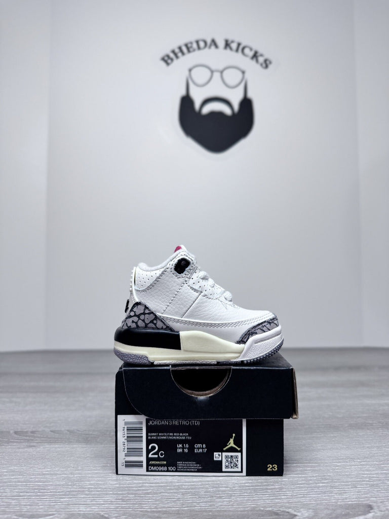 Size 2C - Nike Air Jordan 3 Retro (Td) Reimagined Summit White-Red [DM0968-100]