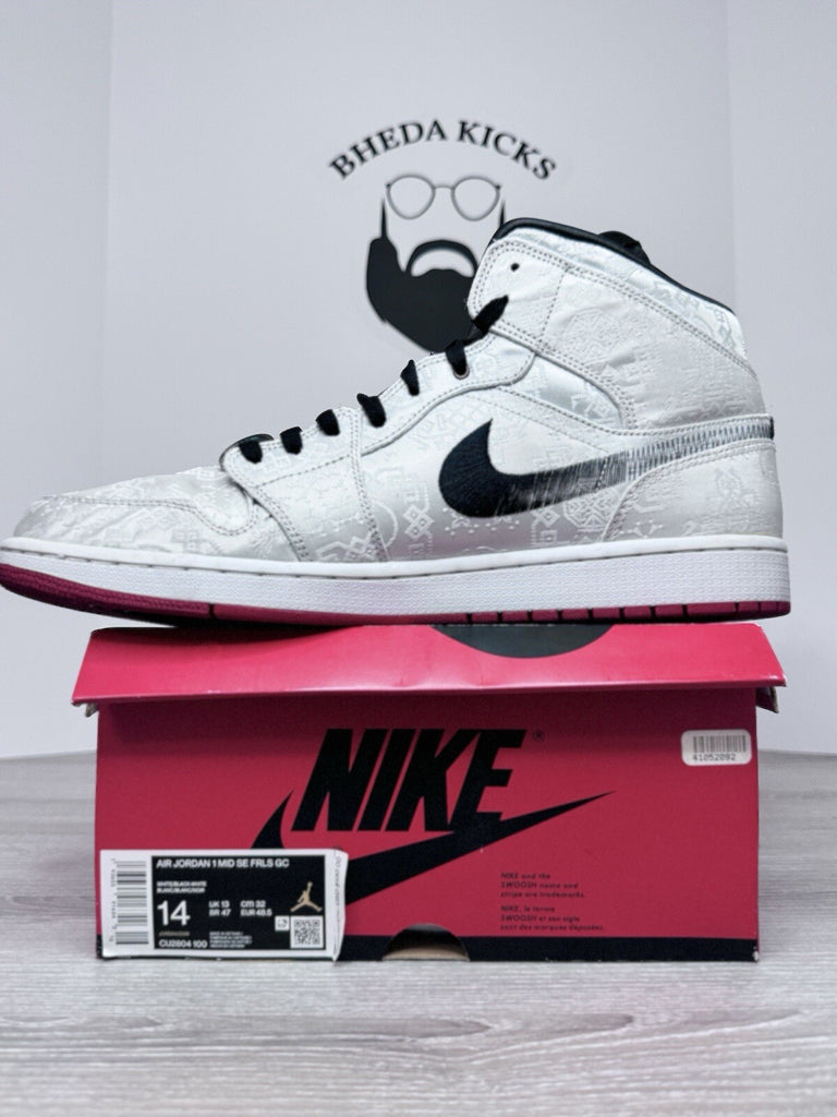 Size 14 - Jordan 1 Mid x Clot Fearless Men's Preowned CU2804-100 Og Rare