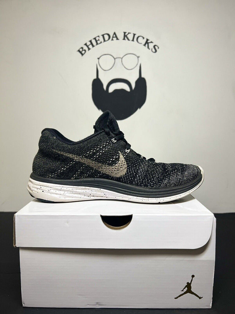 Nike Lunar Flyknit 3 Black White Grey OREO 698182-001 Womens 9 Preowned Og Clean