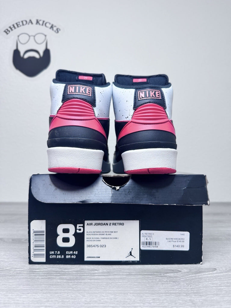 Size 8.5 - Air Jordan 2 Retro Infrared 23 Black White Red Gray (385475-023)