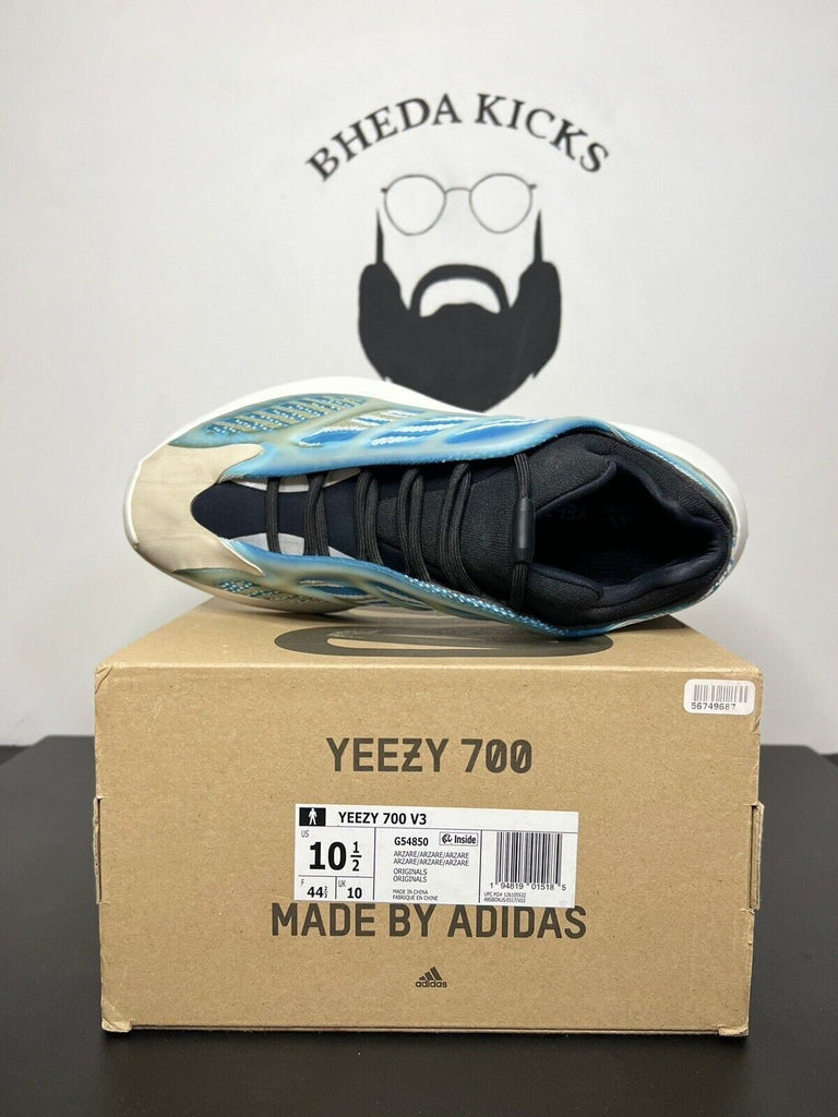 Adidas Yeezy 700 V3 Arzareth Size 10.5 G54854 Black Blue Preowned Og Rare