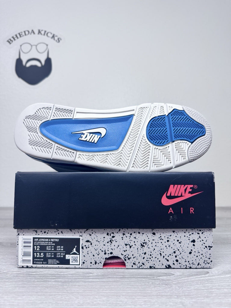 Size 12 - Nike Air Jordan 4 Retro Shoes Preowned Military Blue FV5029-141