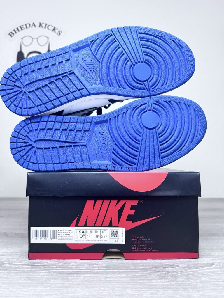 Size 10.5 -Nike Air Jordan 1 Retro High OG Royal Toe Blue White Black 555088-041