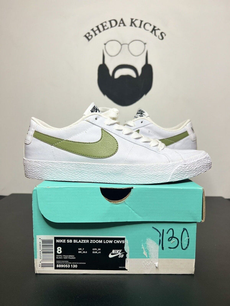 Nike SB Blazer Zoom Low 889053-130 Canvas White Palm Green Sneaker Mens Size 8