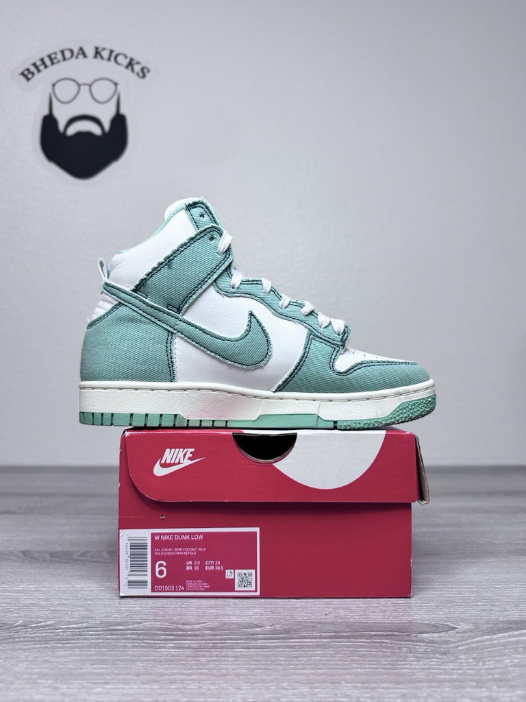 Size 6W - Nike Dunk 1985 High Green Denim DV1143-300 Authentic Worn Once