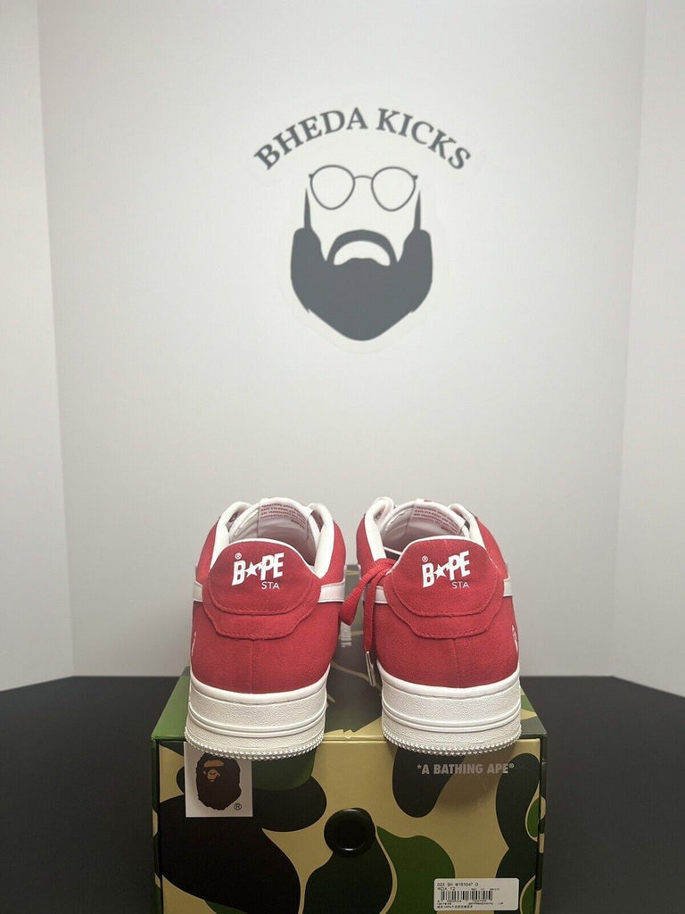 A Bathing Ape Bape Sta Suede Pack White Red Preowned Authentic Rare Mens Size 12