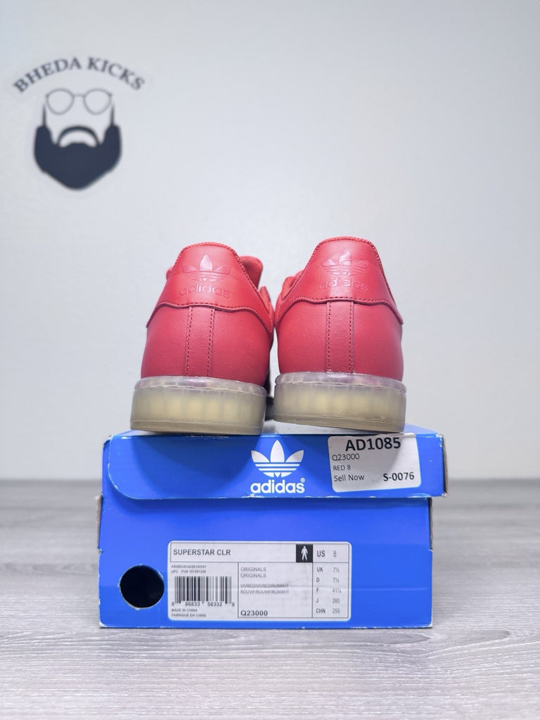 Size 8 - Adidas Superstar CLR Red Low Top Shell Toe Q23000 Men’s Preowned