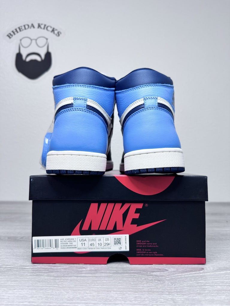 Size 11 - Jordan 1 Retro High Sail Obsidian UNC University Blue 555088-140 NEW