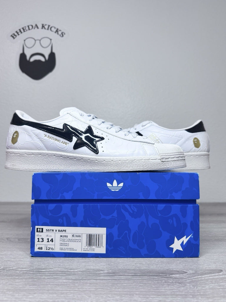 Size 13 - Adidas Originals x BAPE Superstar FTWWHT/CBLACK/OWHITE JR2701 Worn 1x