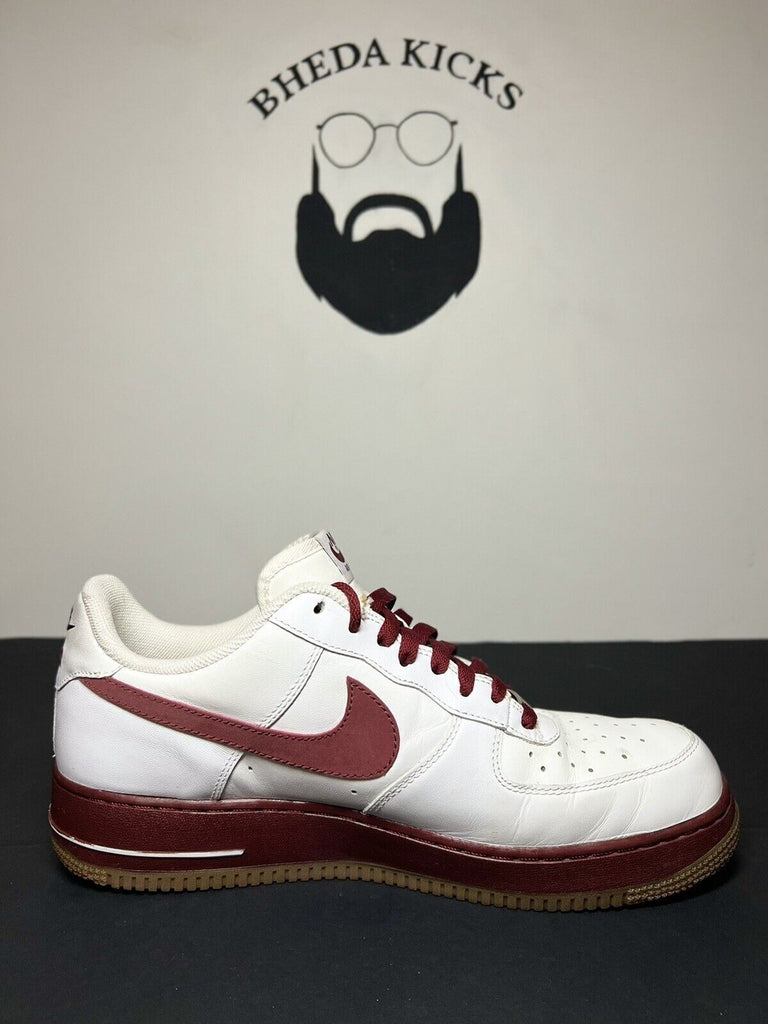 Nike Air Force 1 Mens Sz 12 White Red / Burgundy 315122-167 2009 Rare Og Clean