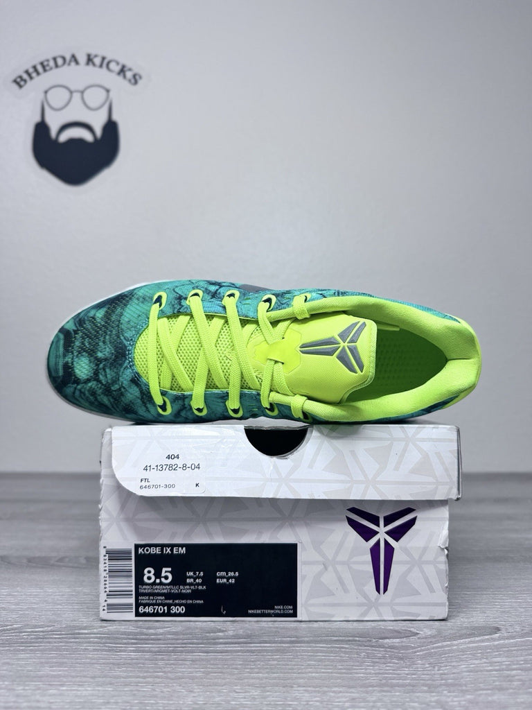Size 8.5 - Nike Kobe 9 EM Easter Volt 2014 646701-300 Black Mamba Basketball
