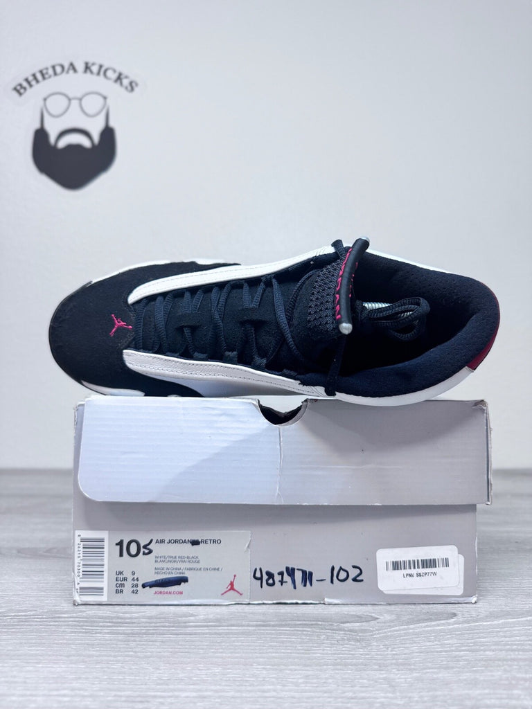 Size 10.5 - Air Jordan 14 Retro 2014 Black Toe 487471-102 Preowned Authentic