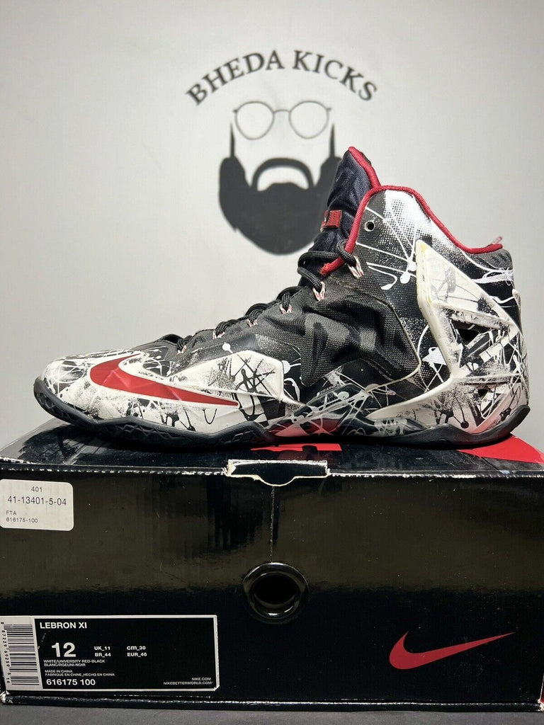 Nike LeBron 11 Graffiti 2014 616175-100 12 Black White Red OG High XI Rare