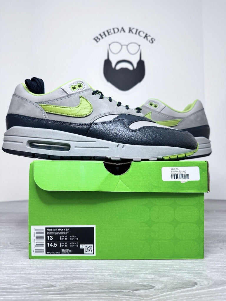 Size 13 - Nike HUF x Air Max 1 SP 2024 Green Sneakers Retro HF3713-002 Mens