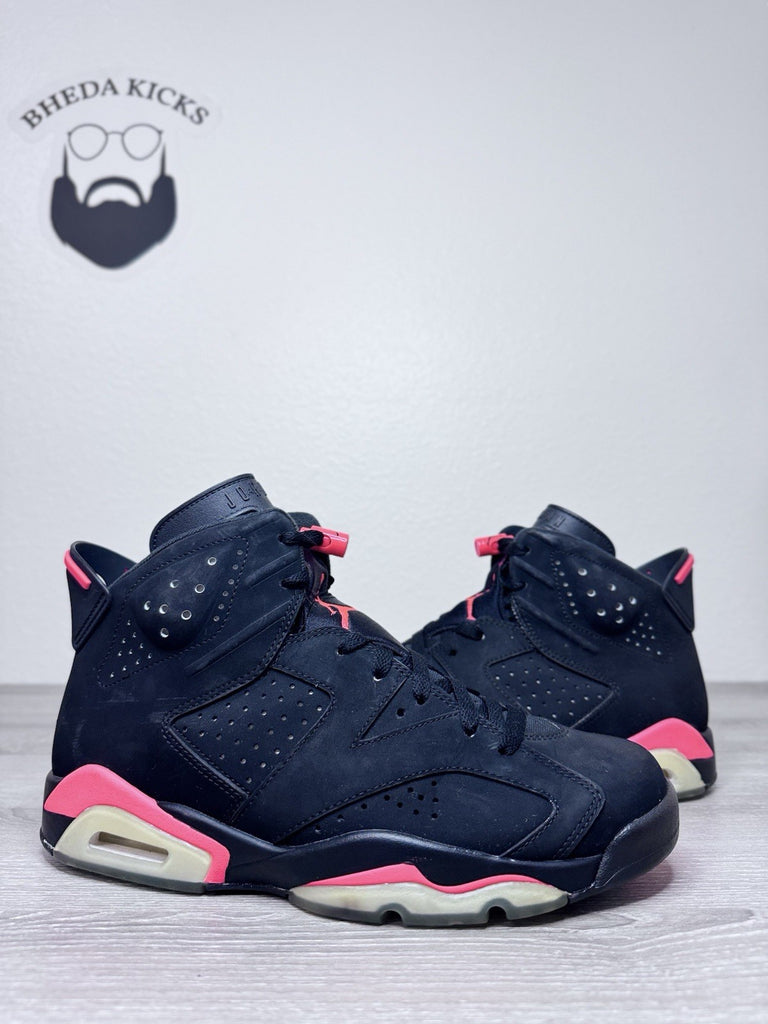 Size 8.5 - Jordan 6 Retro Infrared Black Pink White Suede Leather (384664-023)