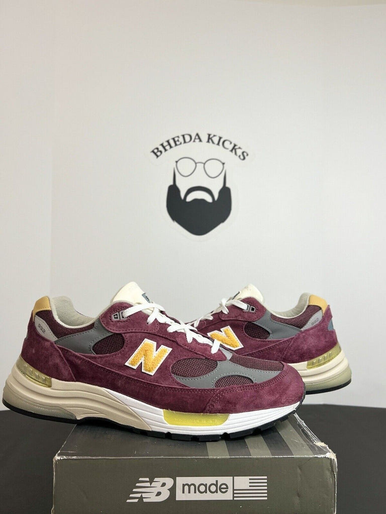 New Balance 992 Made In USA Burgundy Gold White M992CA Preowned Men’s Size 13