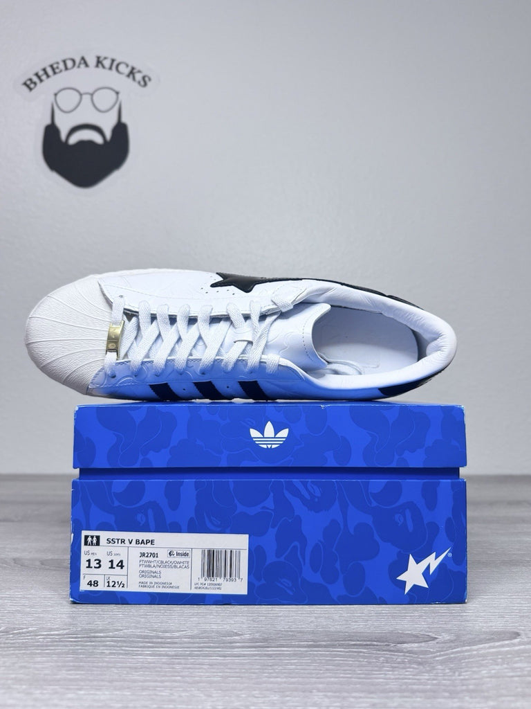 Size 13 - Adidas Originals x BAPE Superstar FTWWHT/CBLACK/OWHITE JR2701 Worn 1x