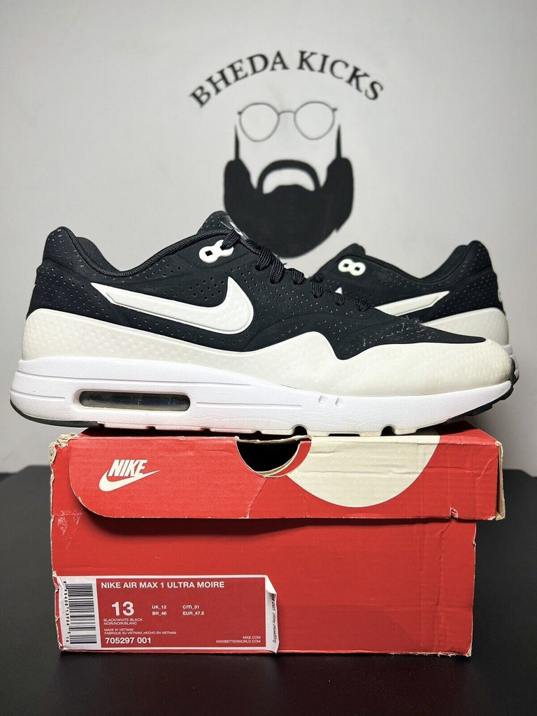 Nike Air Max 1 Ultra Moire Black White 2014 Running Shoes 705297-001 Size 13 Og