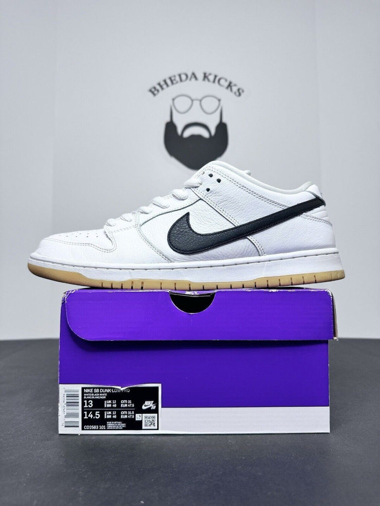 Nike SB Dunk Low White Gum CD2563-101 Preowned White Black Men’s Size 13