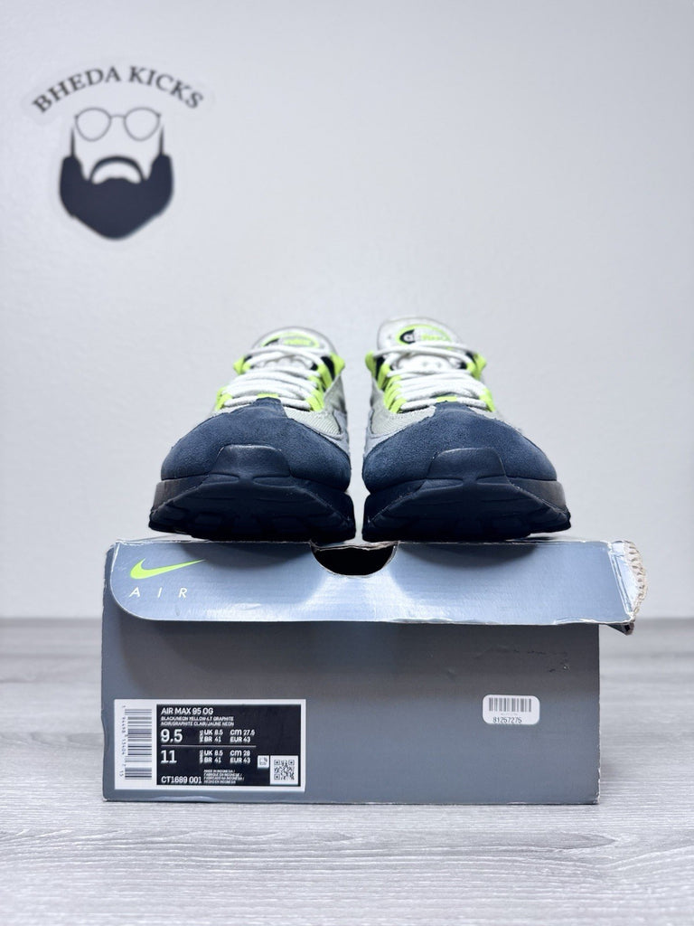 Size 9.5 - Nike Air Max 95 OG 2020 Neon CT1689-001 Preowned Authentic Og
