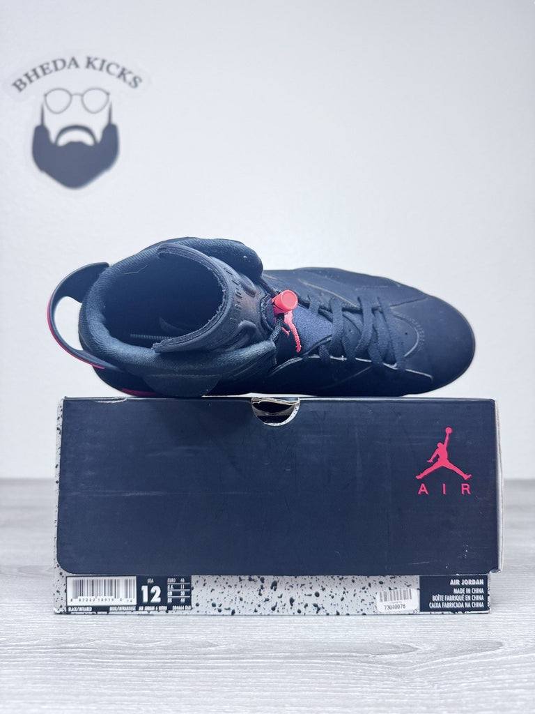 Size 12 - Air Jordan 6 Retro Infrared Black Mens Preowned 384664-060 Rare
