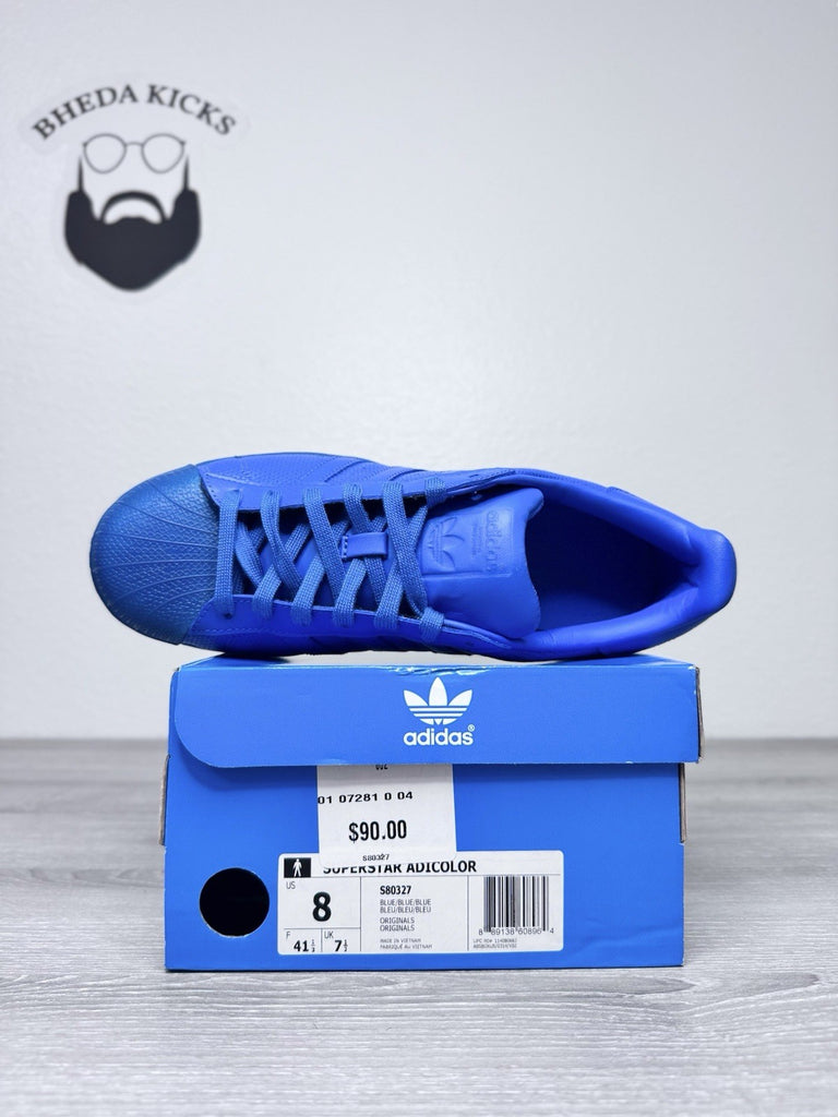 Size 8 - 2016 Adidas Superstar Adicolor Blue Tonal S80327 Sneaker Preowned