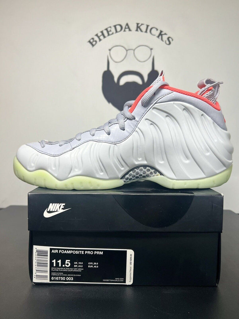 Nike Air Foamposite 616750-003 Pro Premium Pure Platinum 2015 Grey Size 11.5 NEW